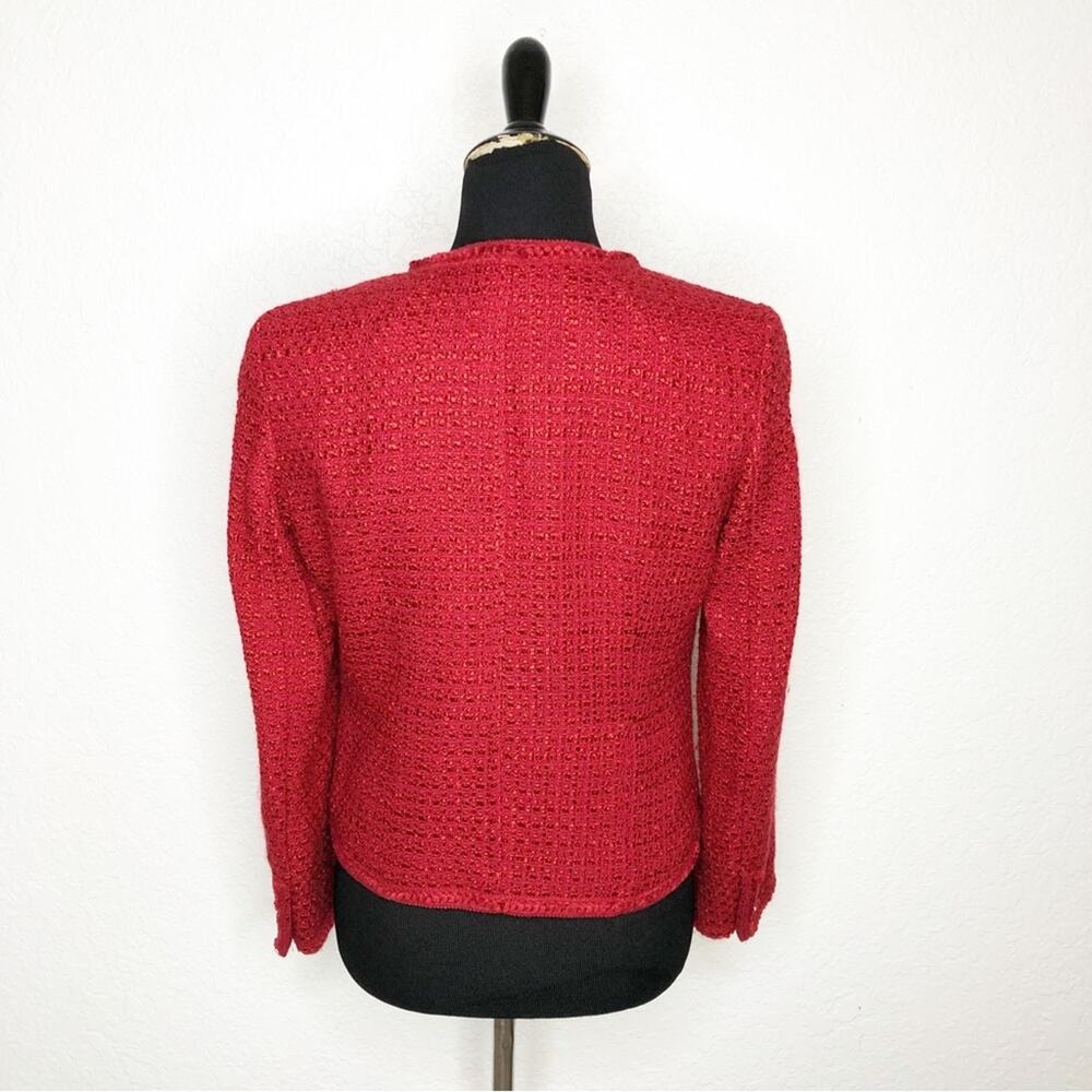 Pendleton red bouchle knit wool blend blazer size… - image 14